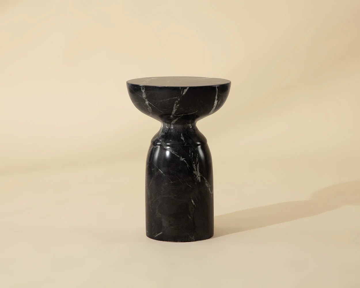 Goya End Table - Marble Look - Black - Central Designs