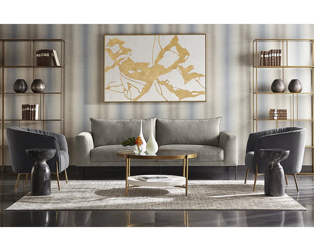 Goya End Table - Marble Look - Black - Central Designs