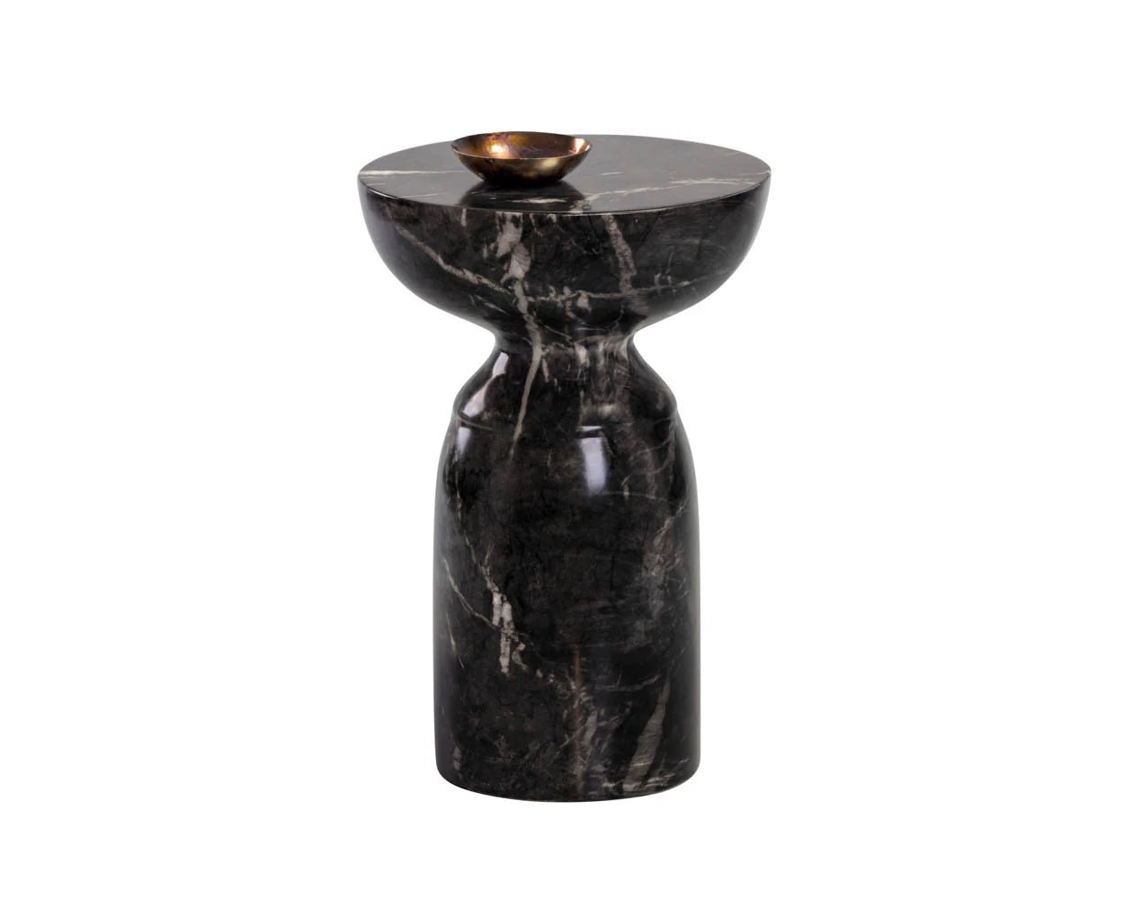 Goya End Table - Marble Look - Black - Central Designs