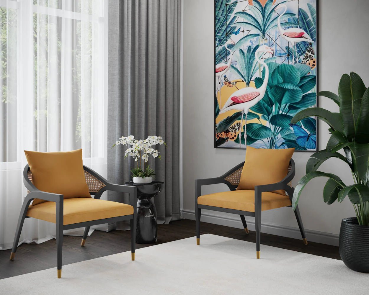 Goya End Table - Marble Look - Black - Central Designs