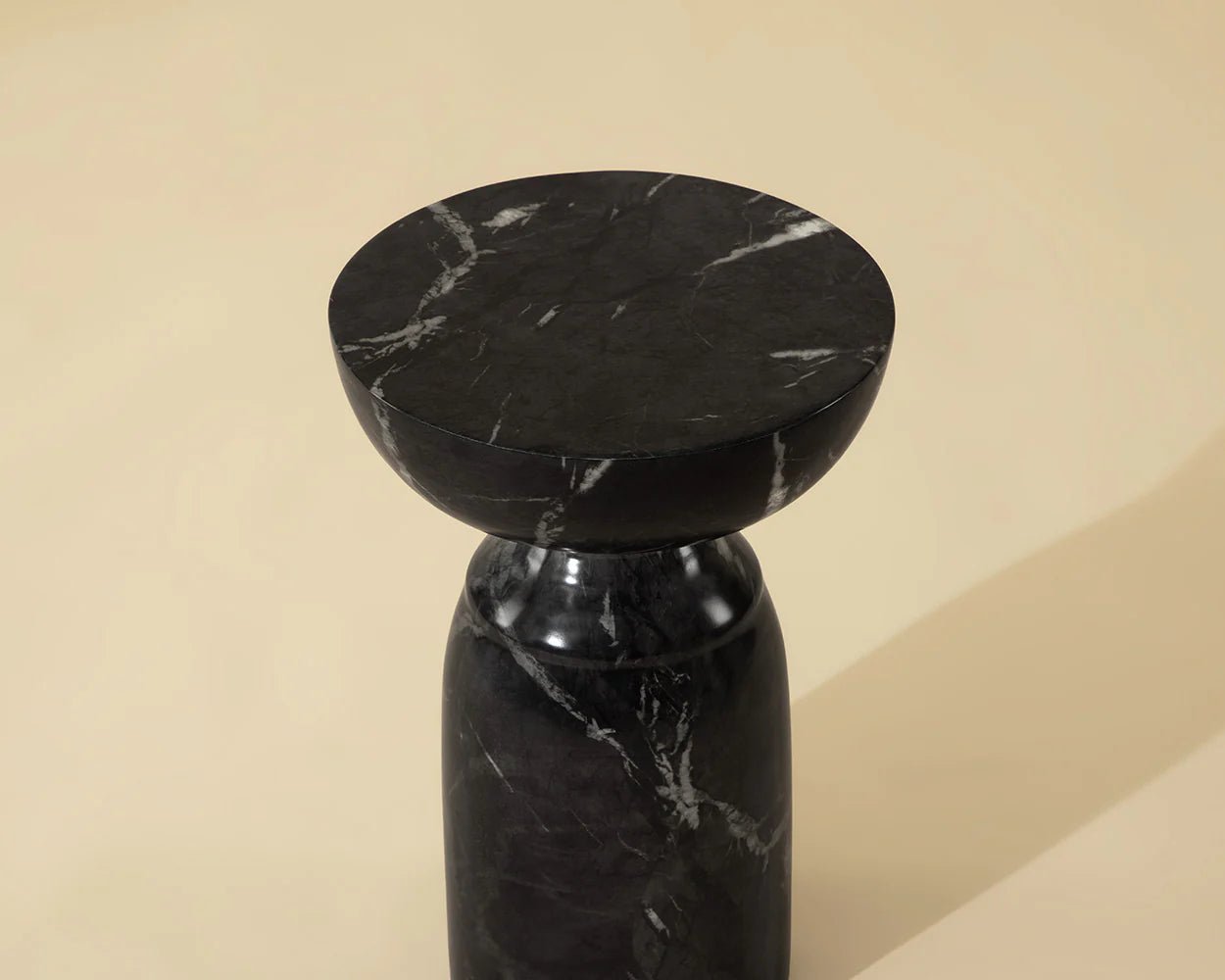 Goya End Table - Marble Look - Black - Central Designs