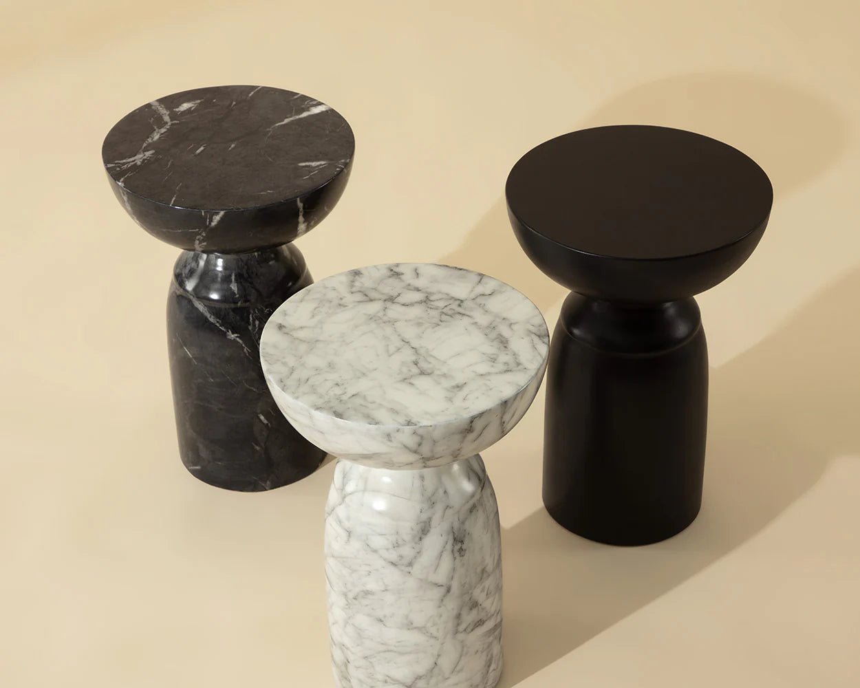 Goya End Table - Marble Look - Black - Central Designs