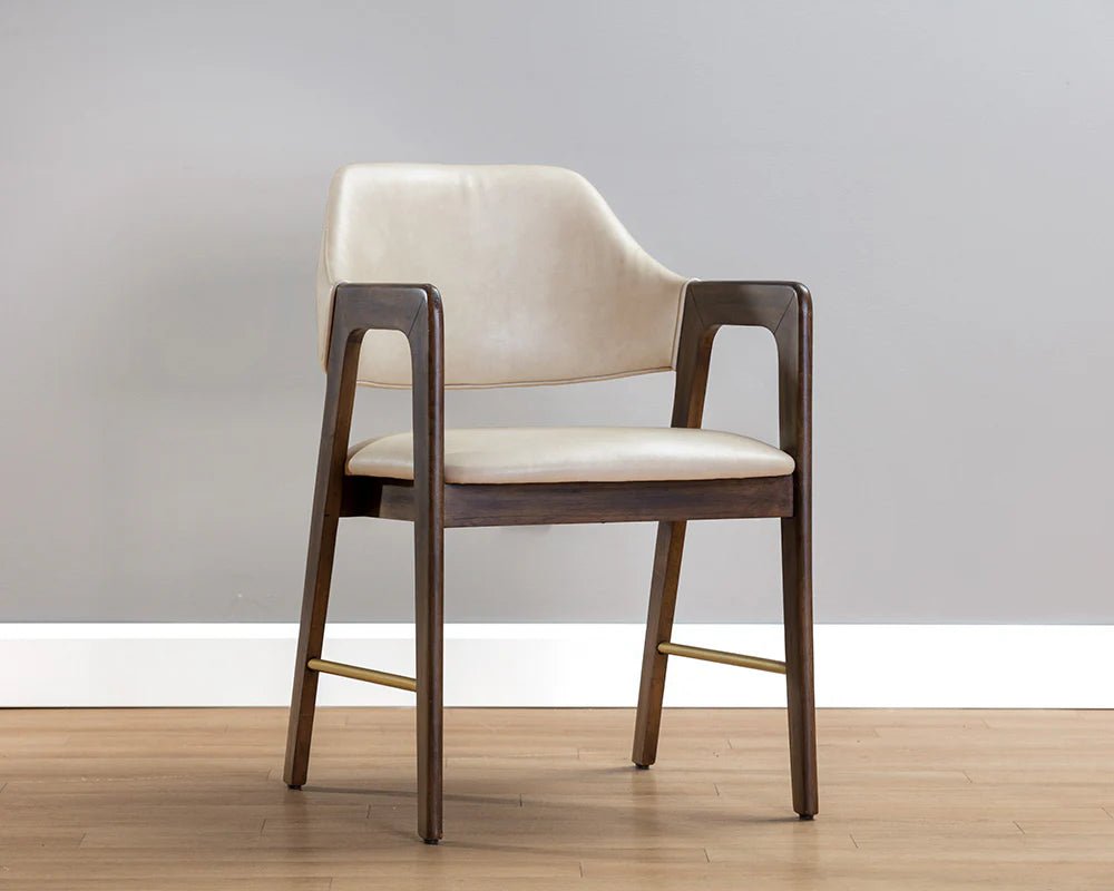 Milton Dining Armchair - Smoke Acacia - Bravo Cream - Central Designs