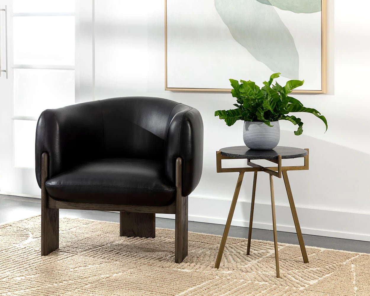 Anak End Table - Black Marble - Central Designs
