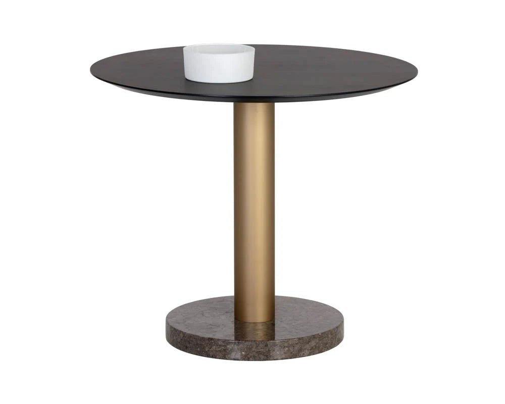 Monaco Bistro Table - Gold - Grey Marble / Charcoal Grey - 35.5" - Central Designs