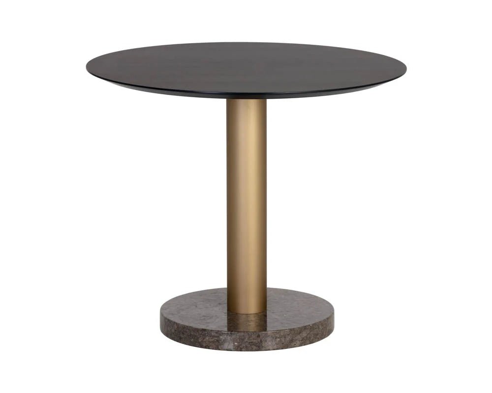 Monaco Bistro Table - Gold - Grey Marble / Charcoal Grey - 35.5" - Central Designs
