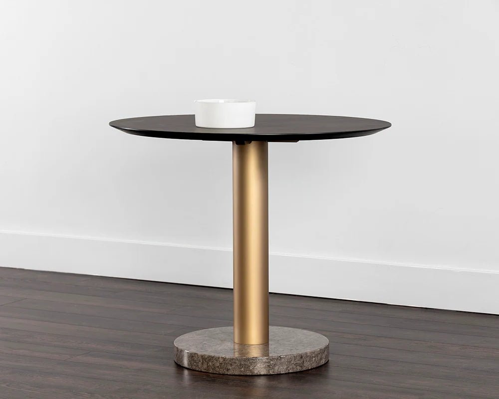 Monaco Bistro Table - Gold - Grey Marble / Charcoal Grey - 35.5" - Central Designs