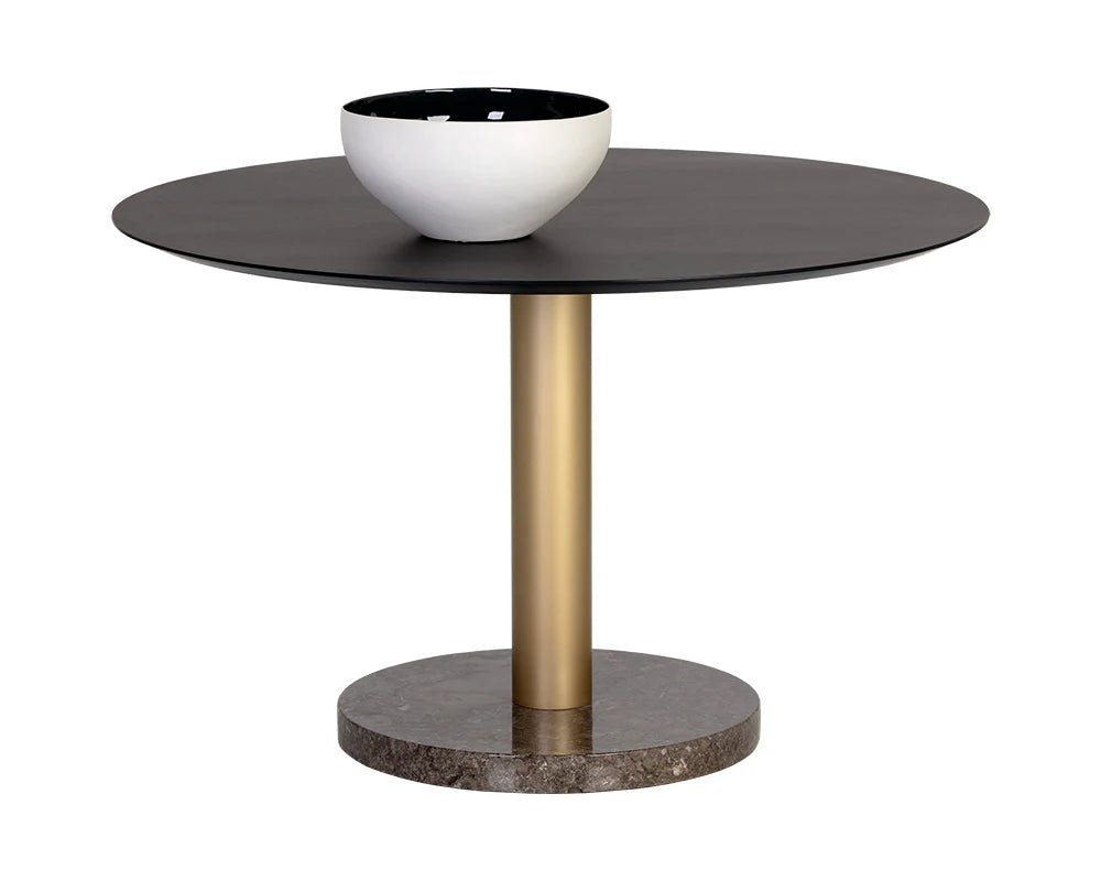 Monaco Dining Table - Gold - Grey Marble / Charcoal Grey - 48" - Central Designs