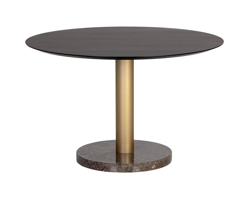 Monaco Dining Table - Gold - Grey Marble / Charcoal Grey - 48" - Central Designs