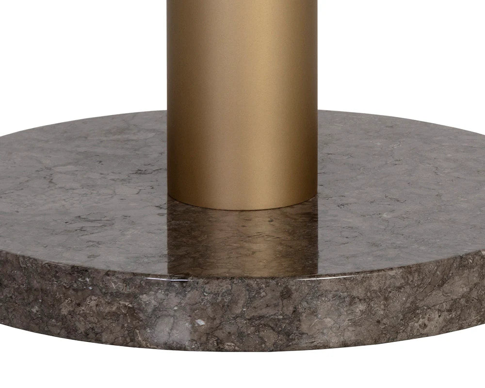 Monaco Dining Table - Gold - Grey Marble / Charcoal Grey - 48" - Central Designs
