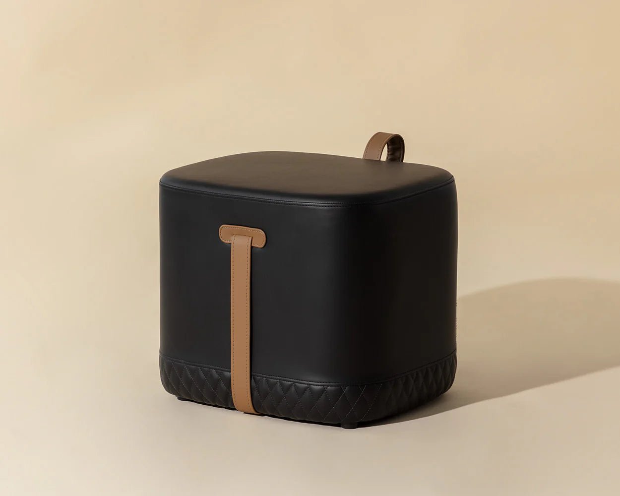 Axio Ottoman - Napa Black / Napa Cognac - Central Designs