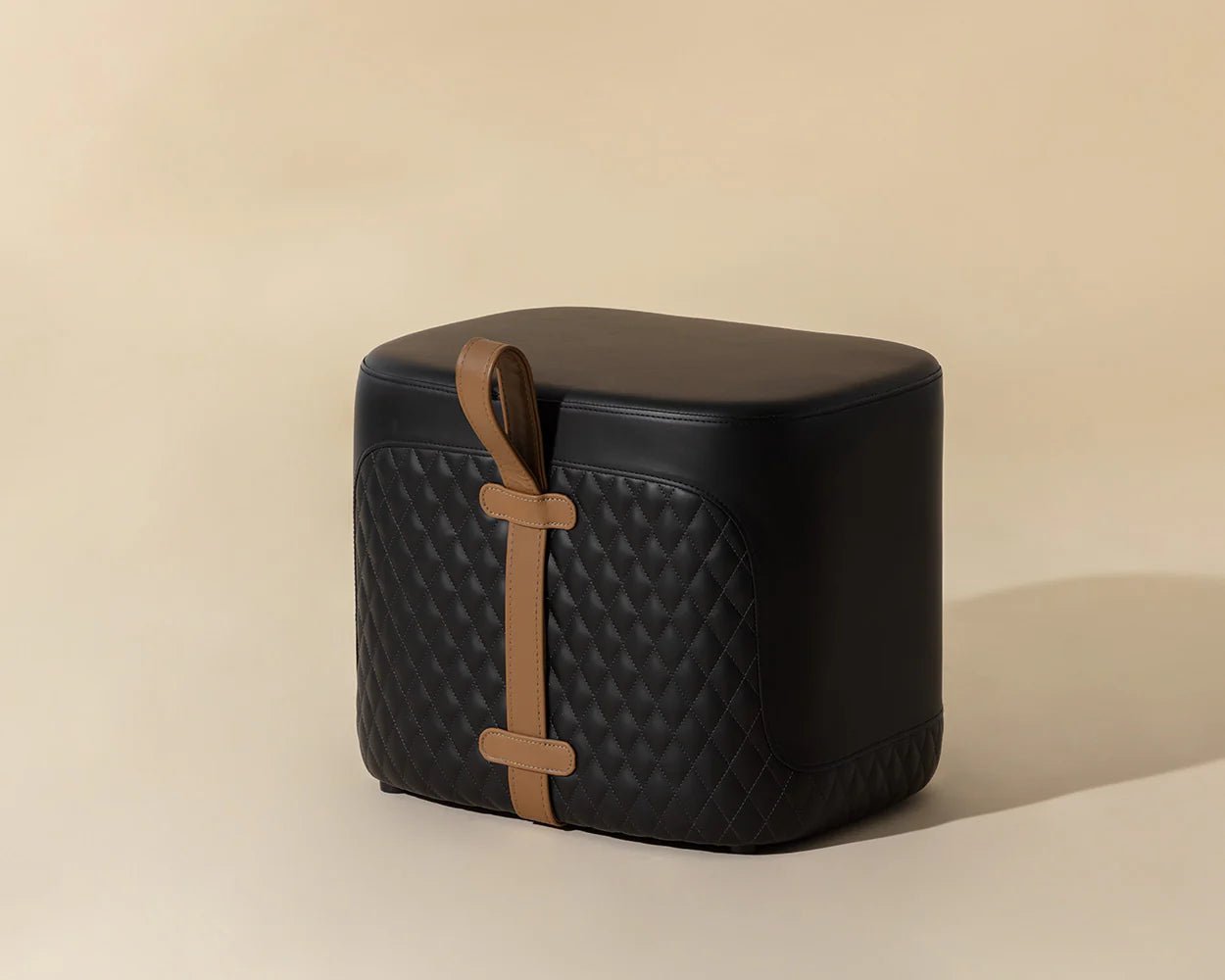 Axio Ottoman - Napa Black / Napa Cognac - Central Designs