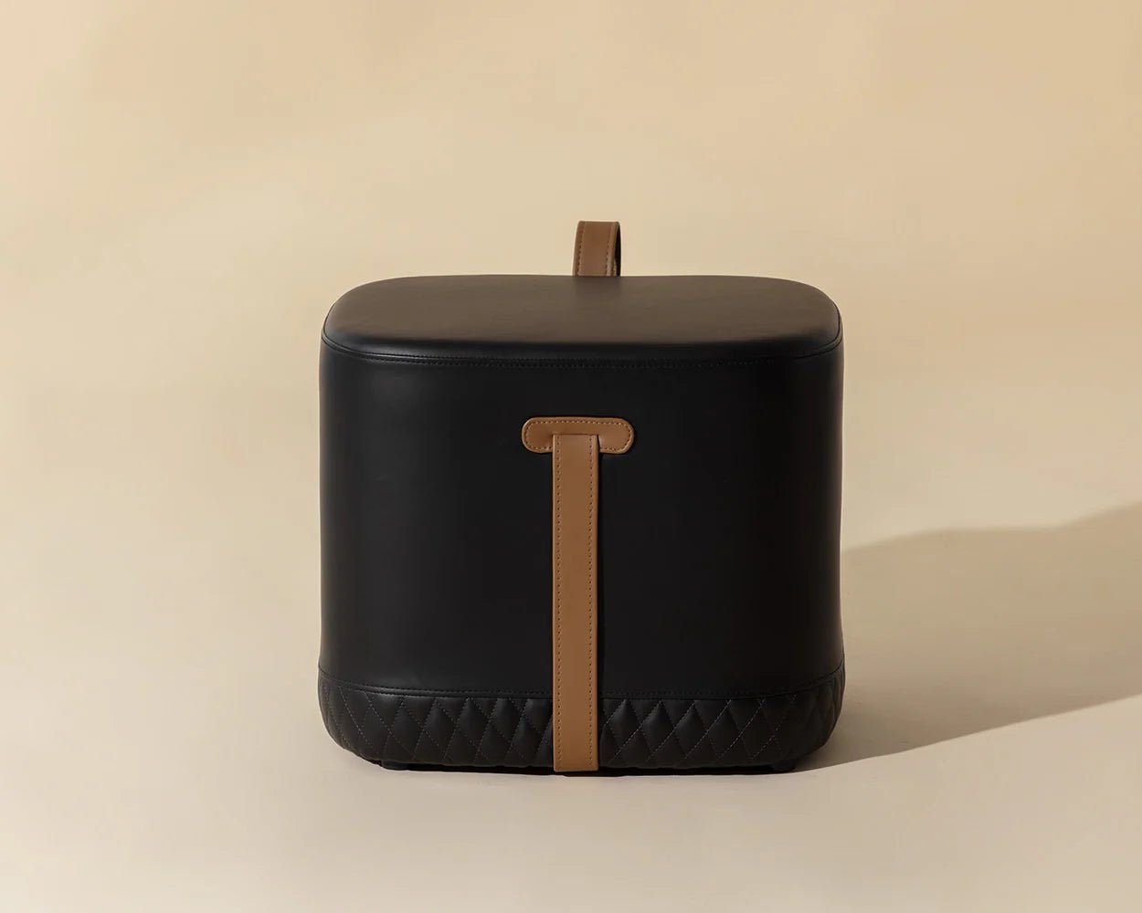 Axio Ottoman - Napa Black / Napa Cognac - Central Designs