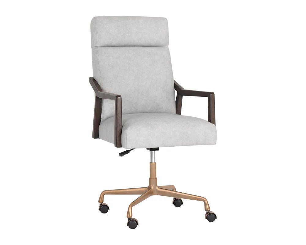 Collin Office Chair - Brown - Saloon Light Grey Leather - Central Designs