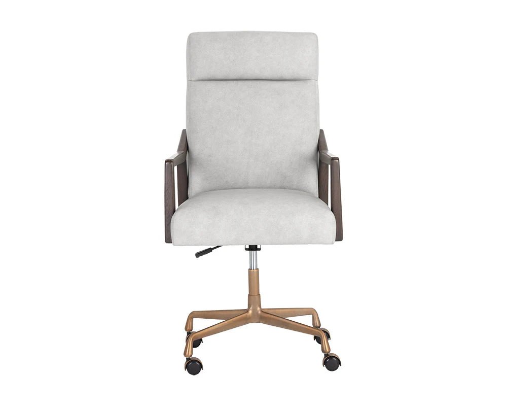 Collin Office Chair - Brown - Saloon Light Grey Leather - Central Designs