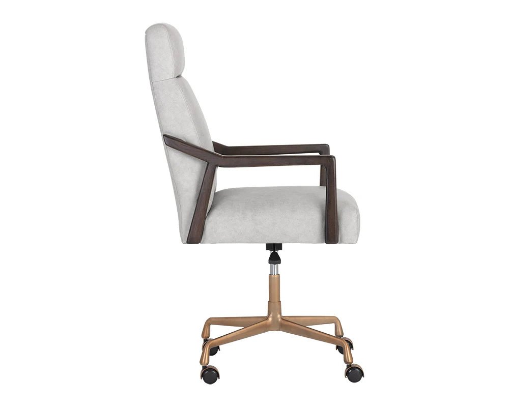 Collin Office Chair - Brown - Saloon Light Grey Leather - Central Designs