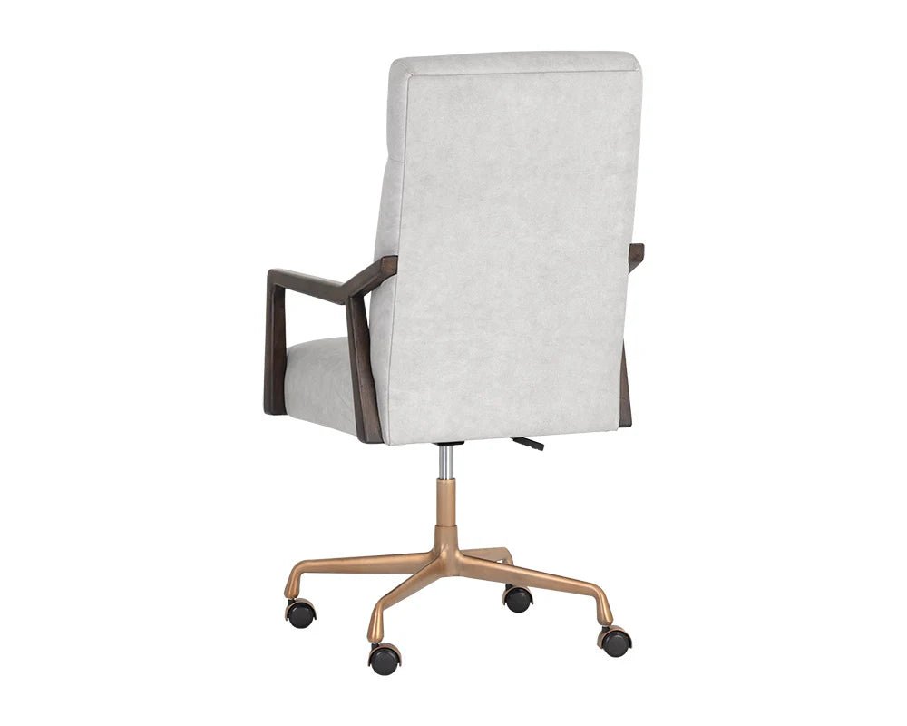 Collin Office Chair - Brown - Saloon Light Grey Leather - Central Designs