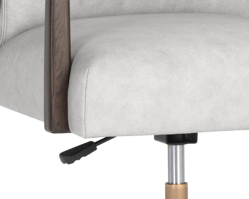 Collin Office Chair - Brown - Saloon Light Grey Leather - Central Designs