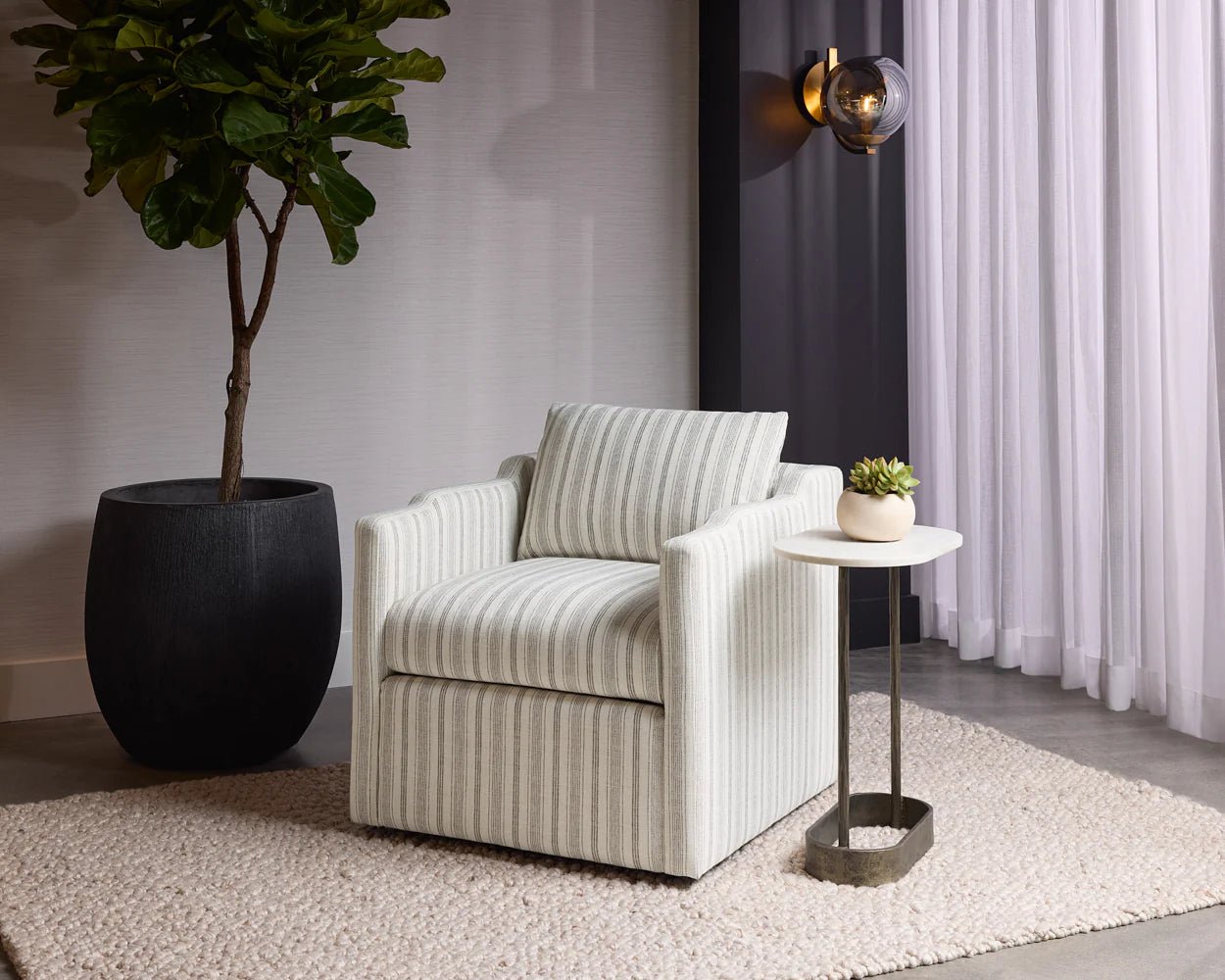 Eden End Table - White Marble - Central Designs