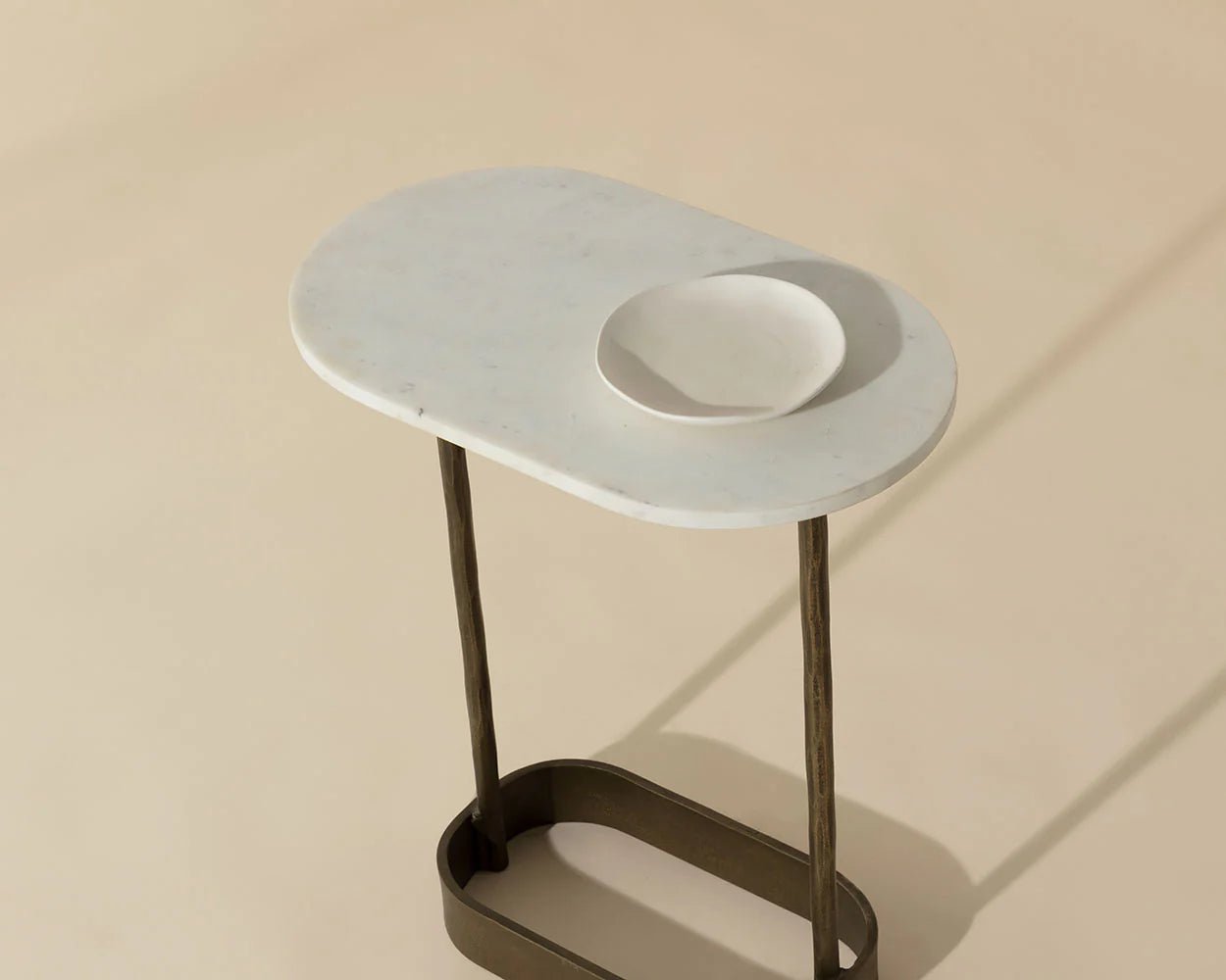 Eden End Table - White Marble - Central Designs