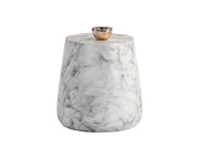 Aries End Table - Marble Look - White - Central Designs