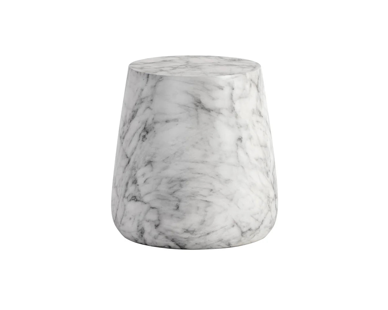 Aries End Table - Marble Look - White - Central Designs