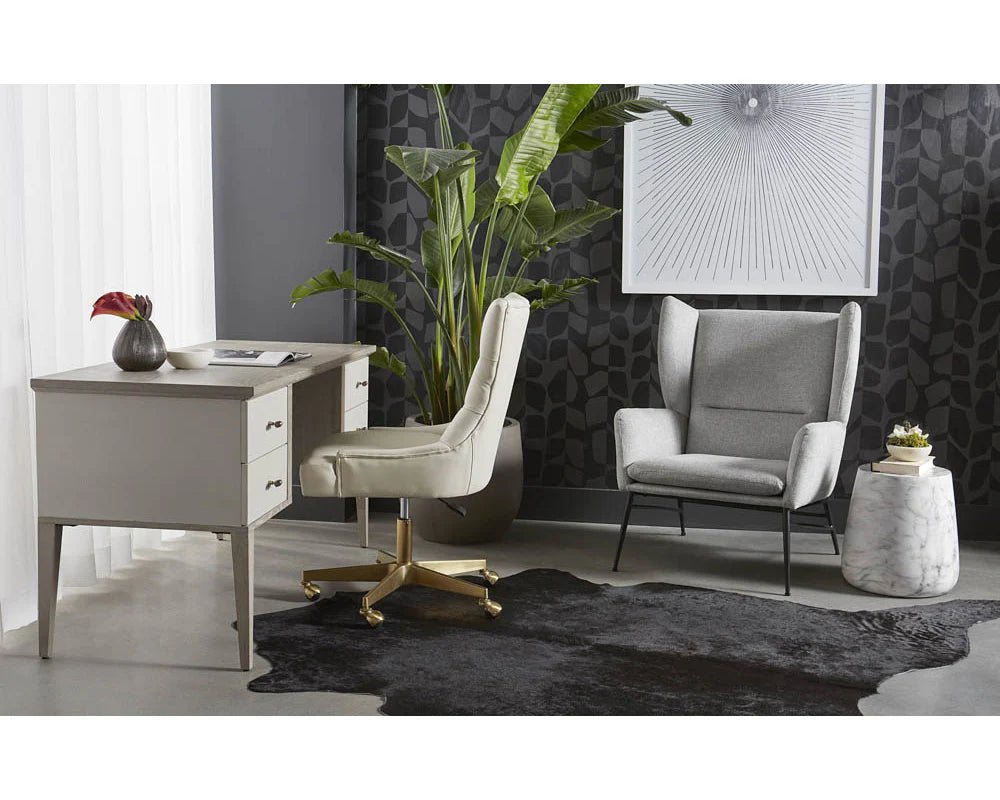 Aries End Table - Marble Look - White - Central Designs