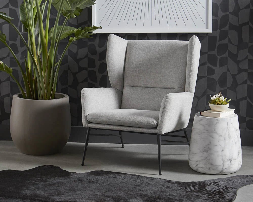 Aries End Table - Marble Look - White - Central Designs