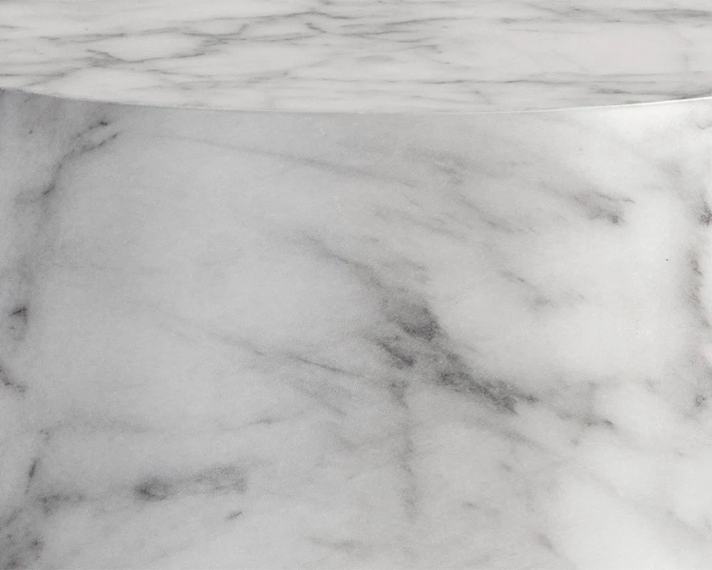 Aries End Table - Marble Look - White - Central Designs