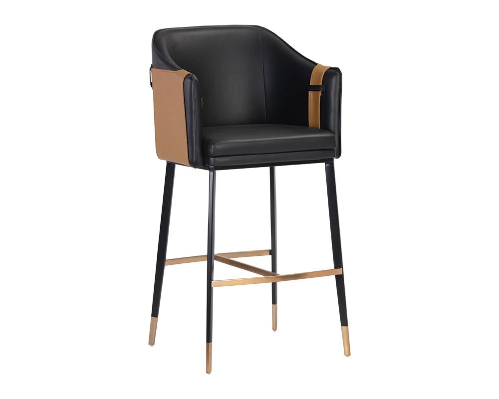 Carter Bar Stool - Napa Black / Napa Cognac - Central Designs