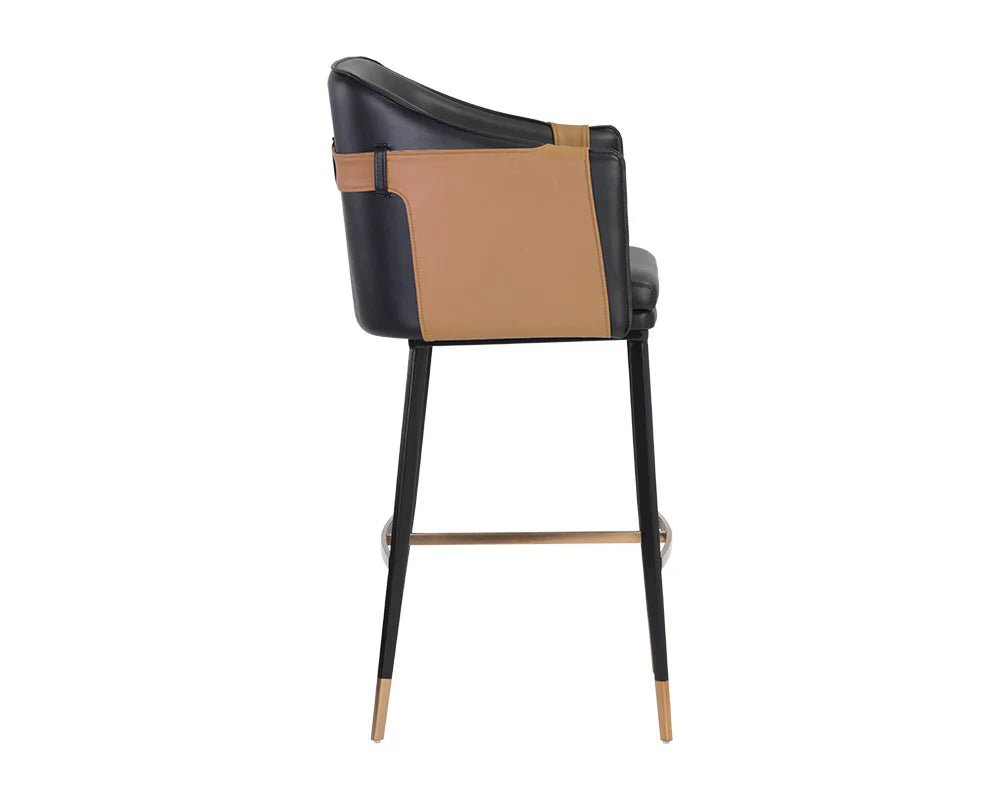 Carter Bar Stool - Napa Black / Napa Cognac - Central Designs