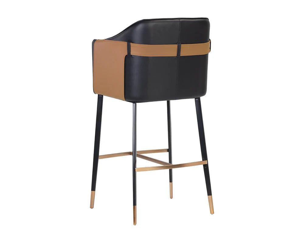 Carter Bar Stool - Napa Black / Napa Cognac - Central Designs