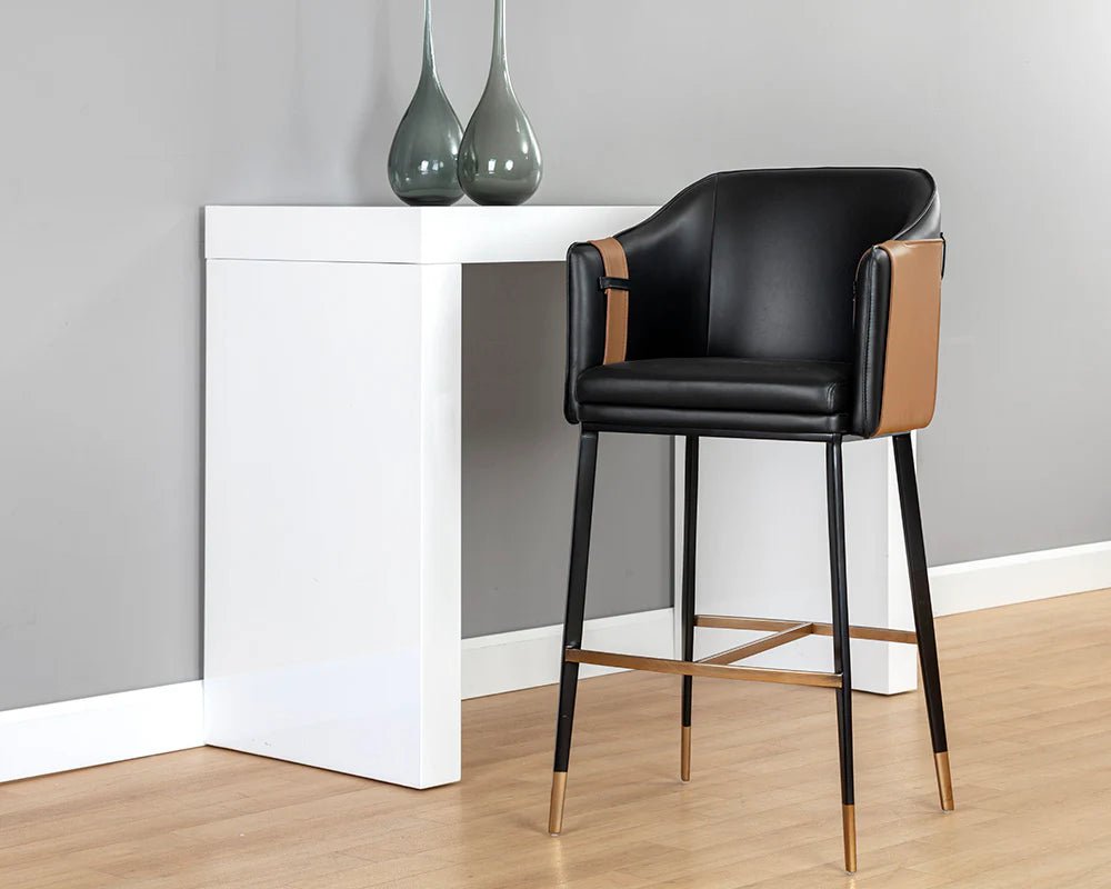 Carter Bar Stool - Napa Black / Napa Cognac - Central Designs