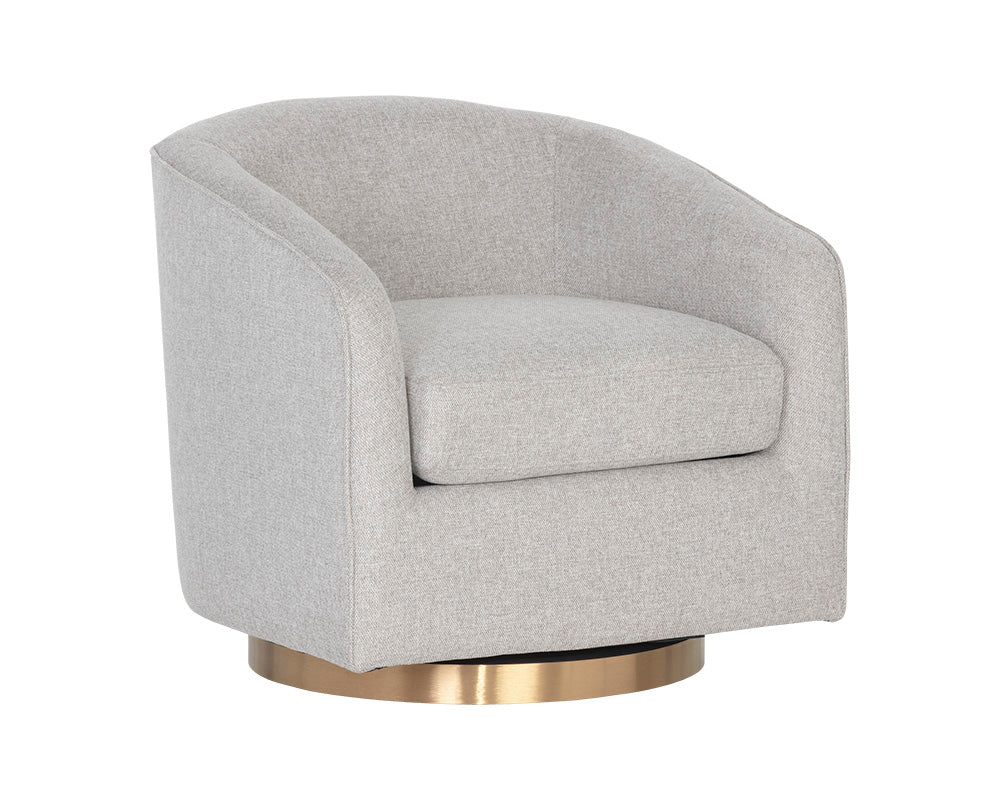 Hazel Swivel Lounge Chair - Gold - Belfast Heather Grey - Central Designs