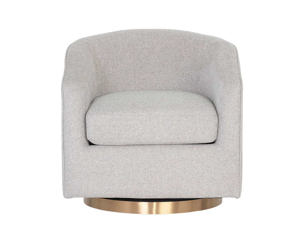 Hazel Swivel Lounge Chair - Gold - Belfast Heather Grey - Central Designs