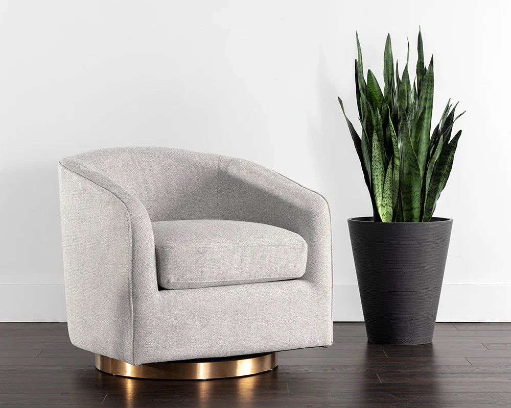 Hazel Swivel Lounge Chair -  Gold - Belfast Heather Grey