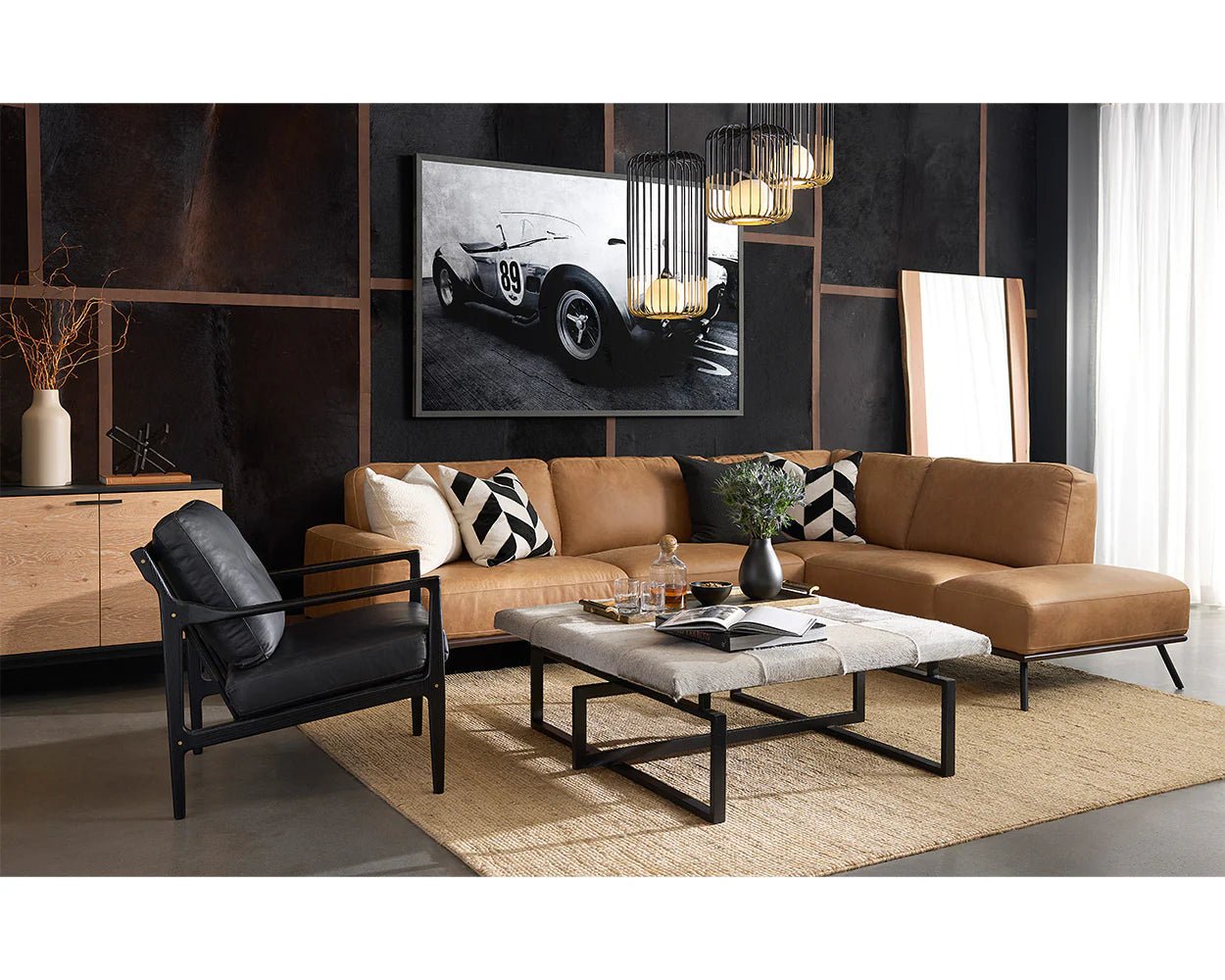 Gilmore Lounge Chair - Black - Black Leather - Central Designs