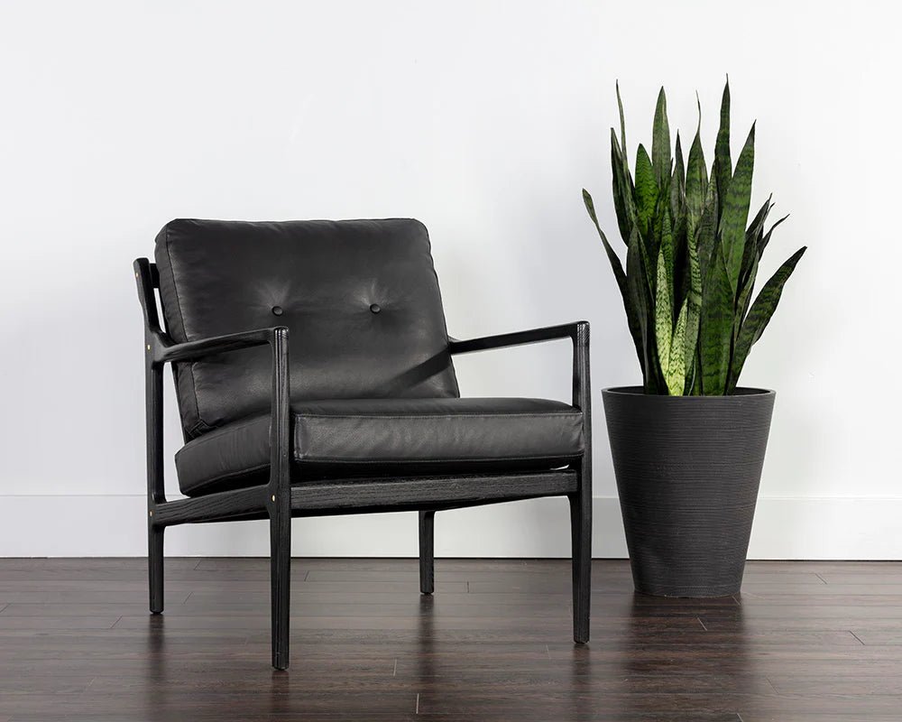 Gilmore Lounge Chair - Black - Black Leather - Central Designs
