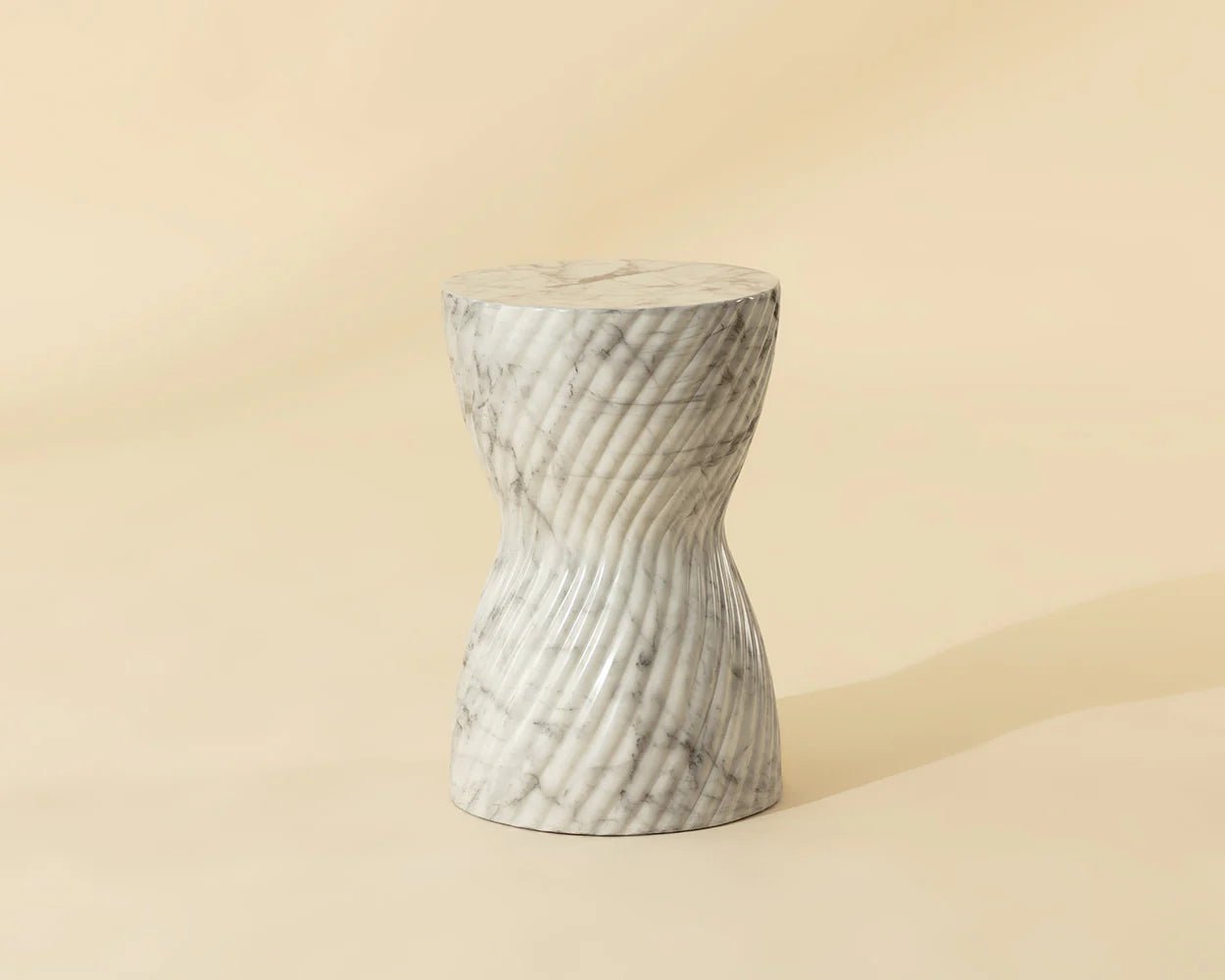 Cara End Table - Marble Look - White - Central Designs