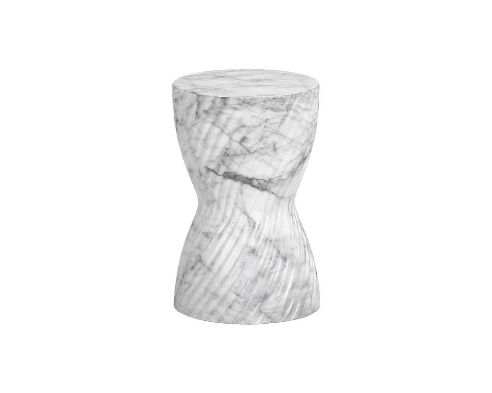 Cara End Table - Marble Look - White - Central Designs