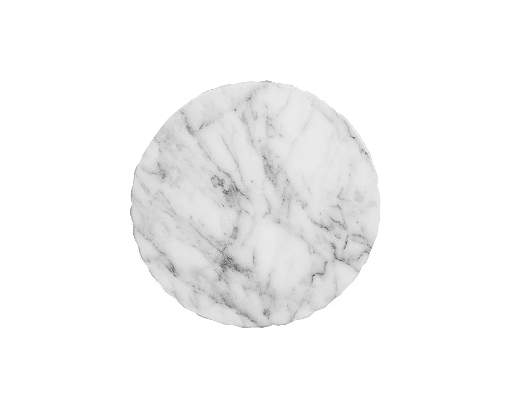 Cara End Table - Marble Look - White - Central Designs
