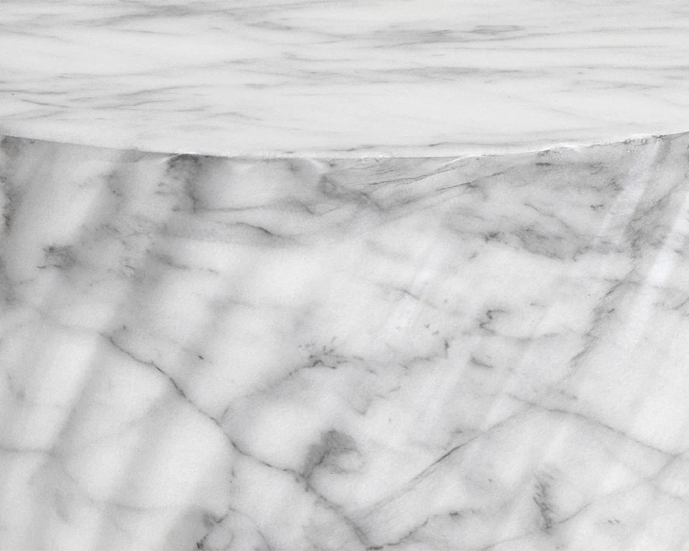 Cara End Table - Marble Look - White - Central Designs