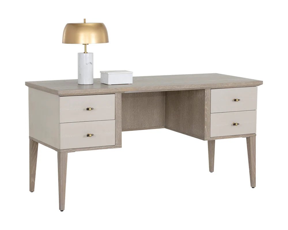 Pattinson Desk - White Ceruse - Oyster Shagreen - Central Designs