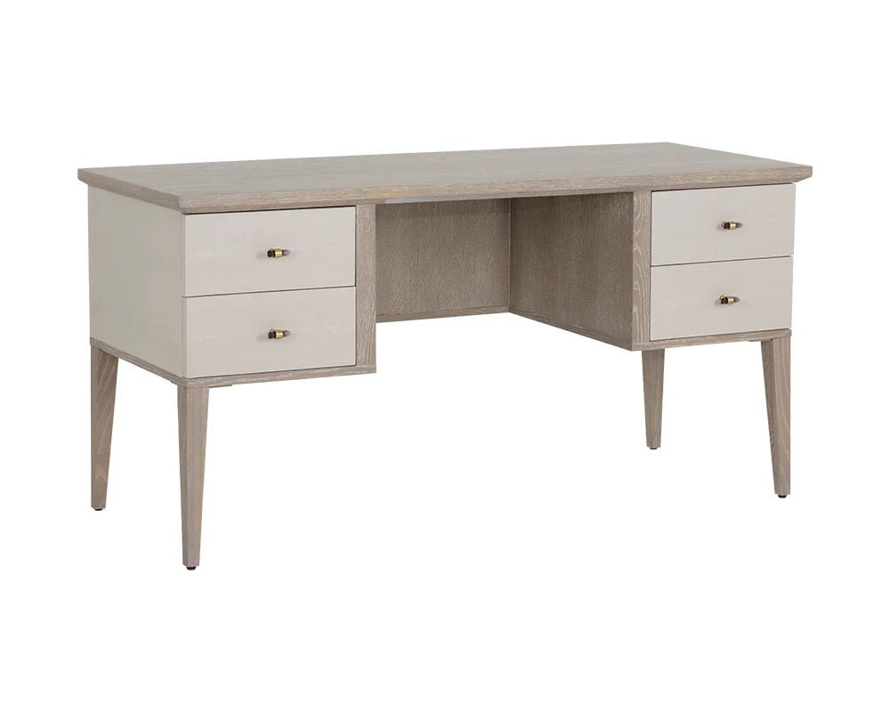 Pattinson Desk - White Ceruse - Oyster Shagreen - Central Designs