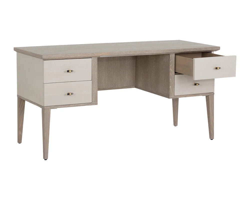 Pattinson Desk - White Ceruse - Oyster Shagreen - Central Designs