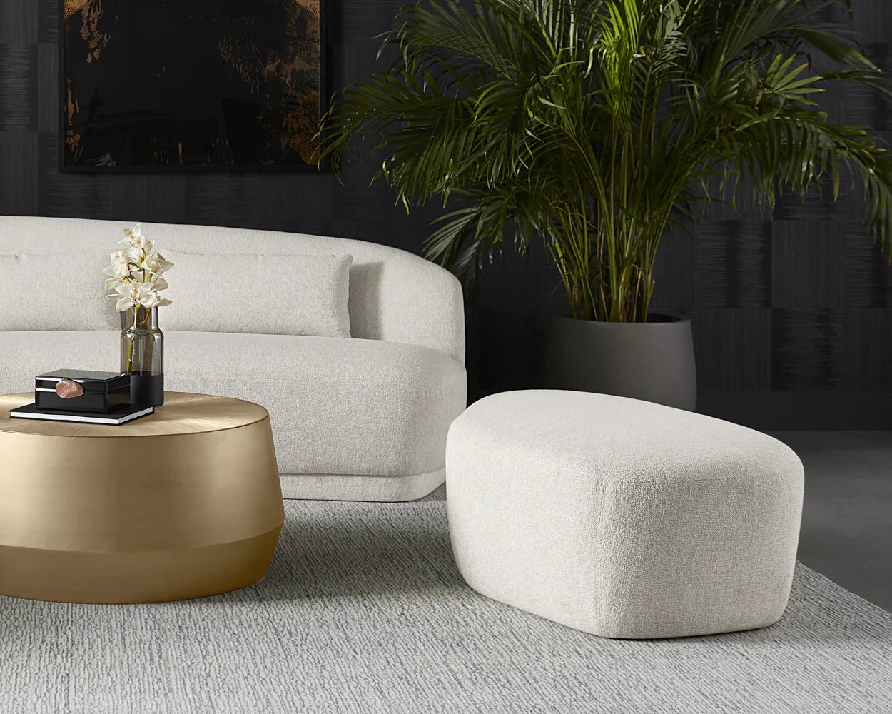 Soraya Ottoman - Dove Cream - Central Designs