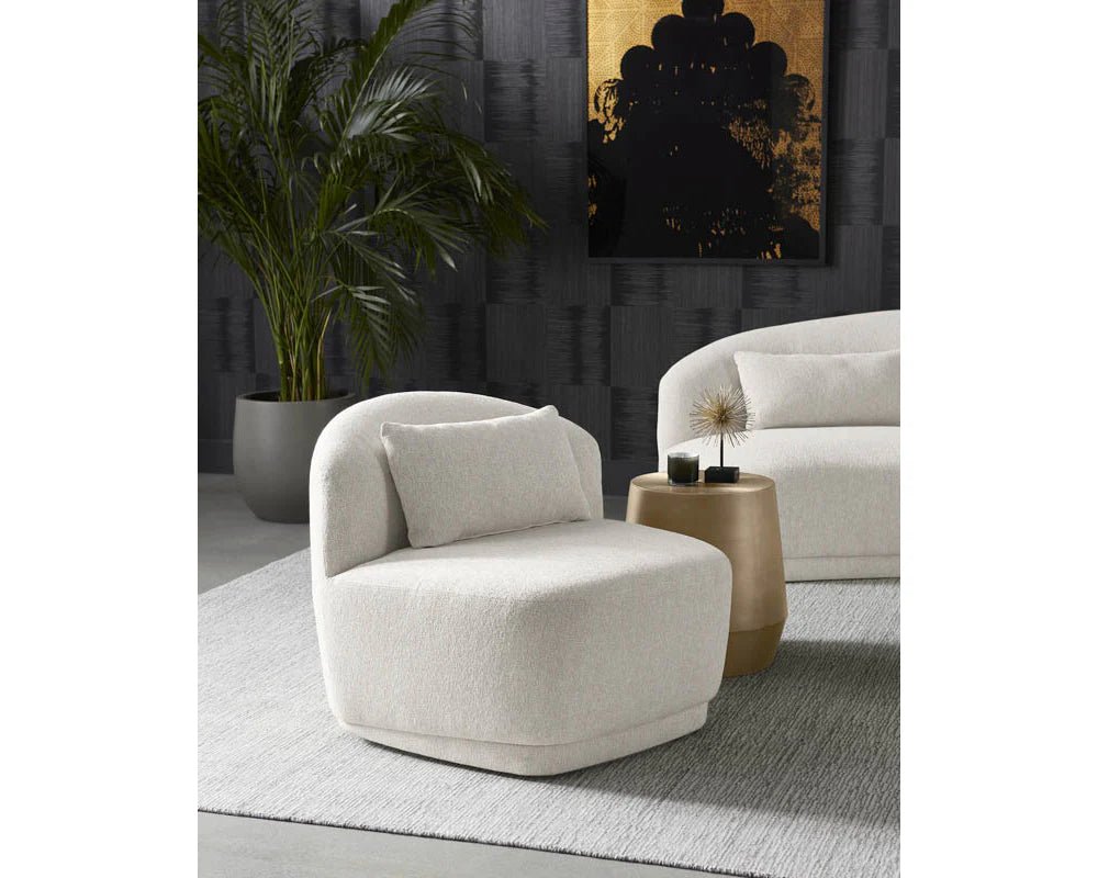 Soraya Swivel Armless Chair - Dove Cream - Central Designs