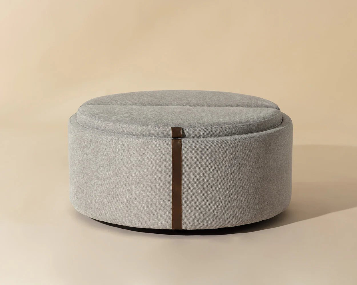 Borelli Wheeled Storage Ottoman - Belfast Heather Grey / Autumn Chestnut - Central Designs