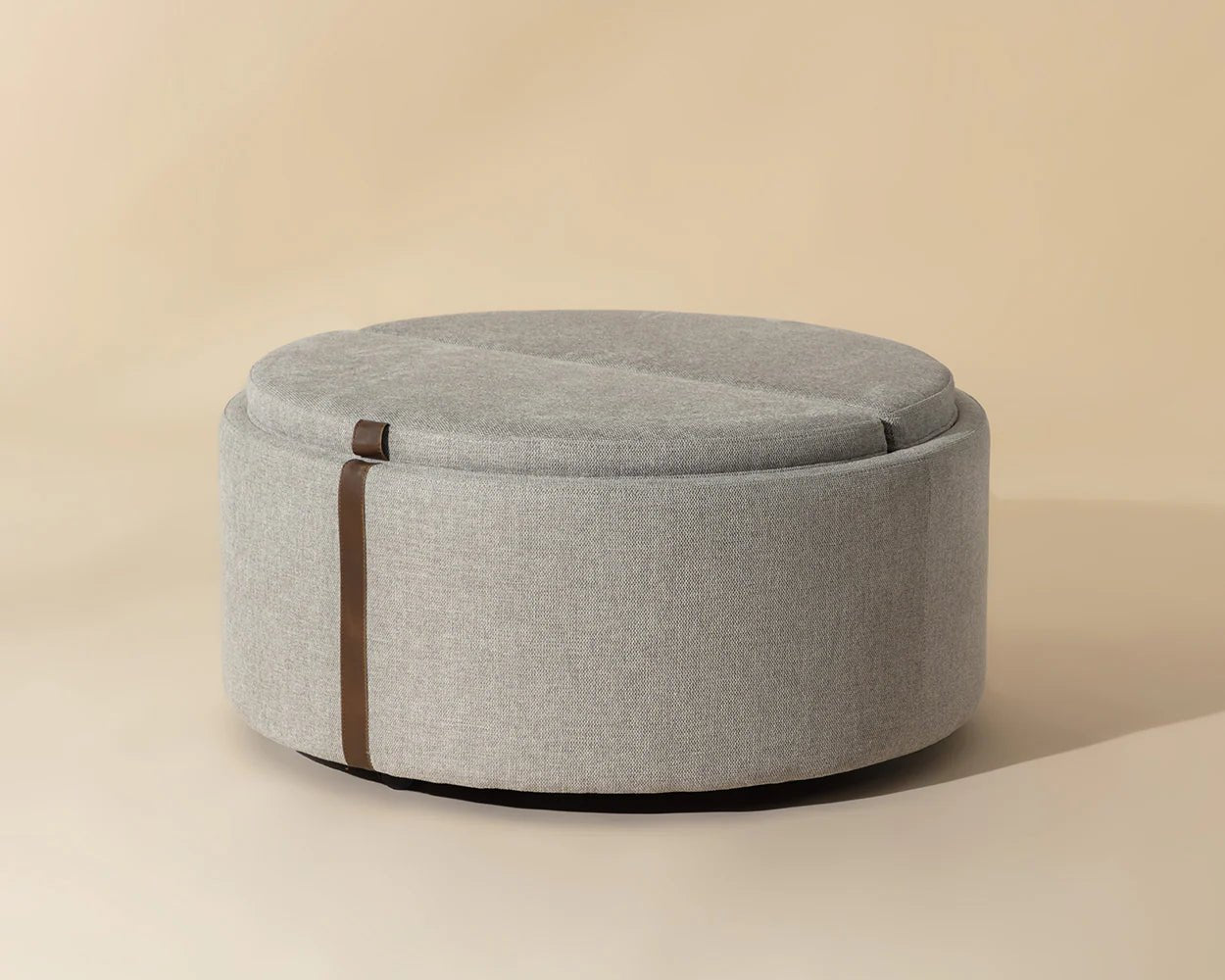 Borelli Wheeled Storage Ottoman - Belfast Heather Grey / Autumn Chestnut - Central Designs