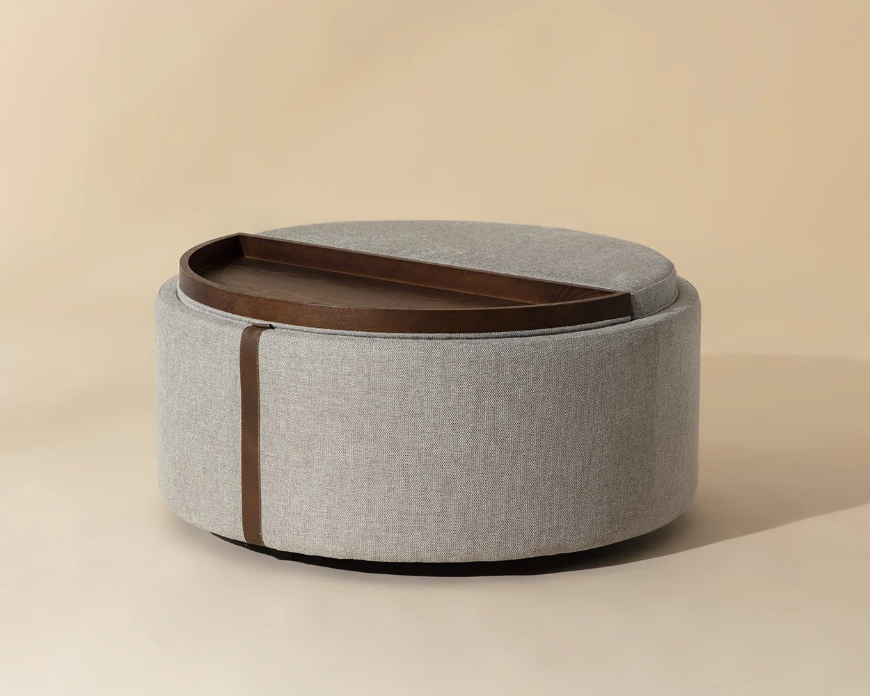 Borelli Wheeled Storage Ottoman - Belfast Heather Grey / Autumn Chestnut - Central Designs